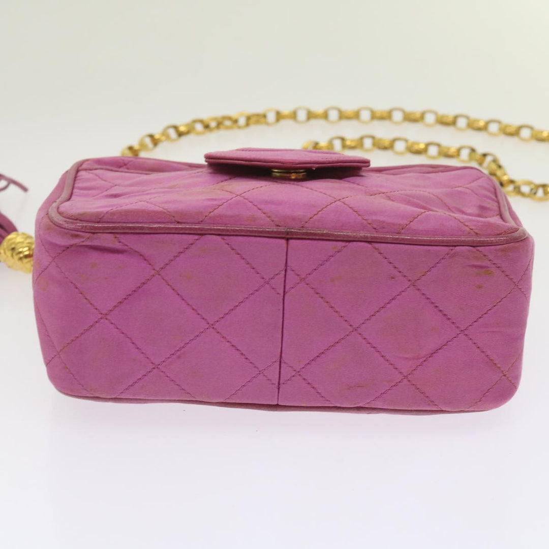 Top Quality Chanel Chain Shoulder Bag Satin Pink CC Auth bs12068