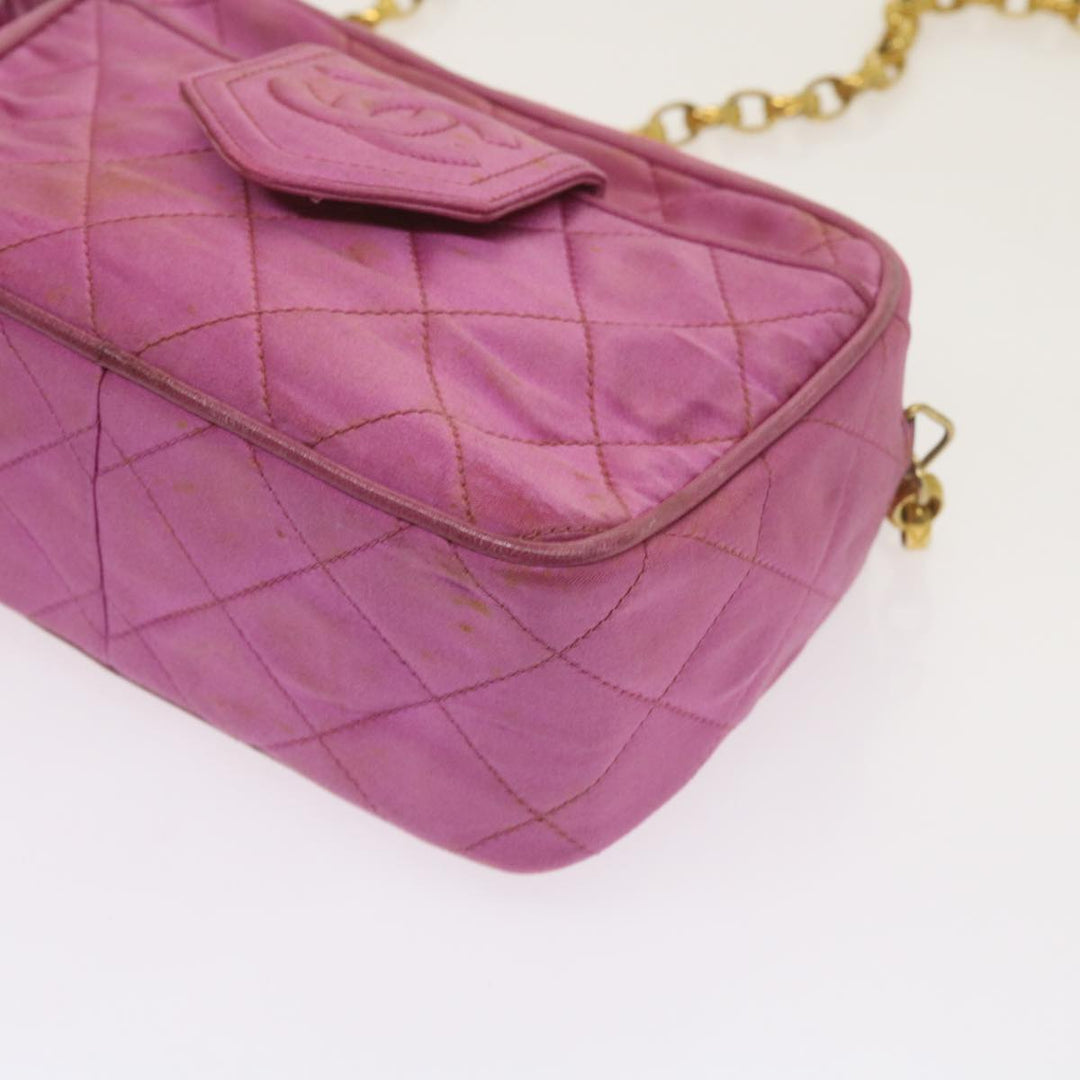 Top Quality Chanel Chain Shoulder Bag Satin Pink CC Auth bs12068