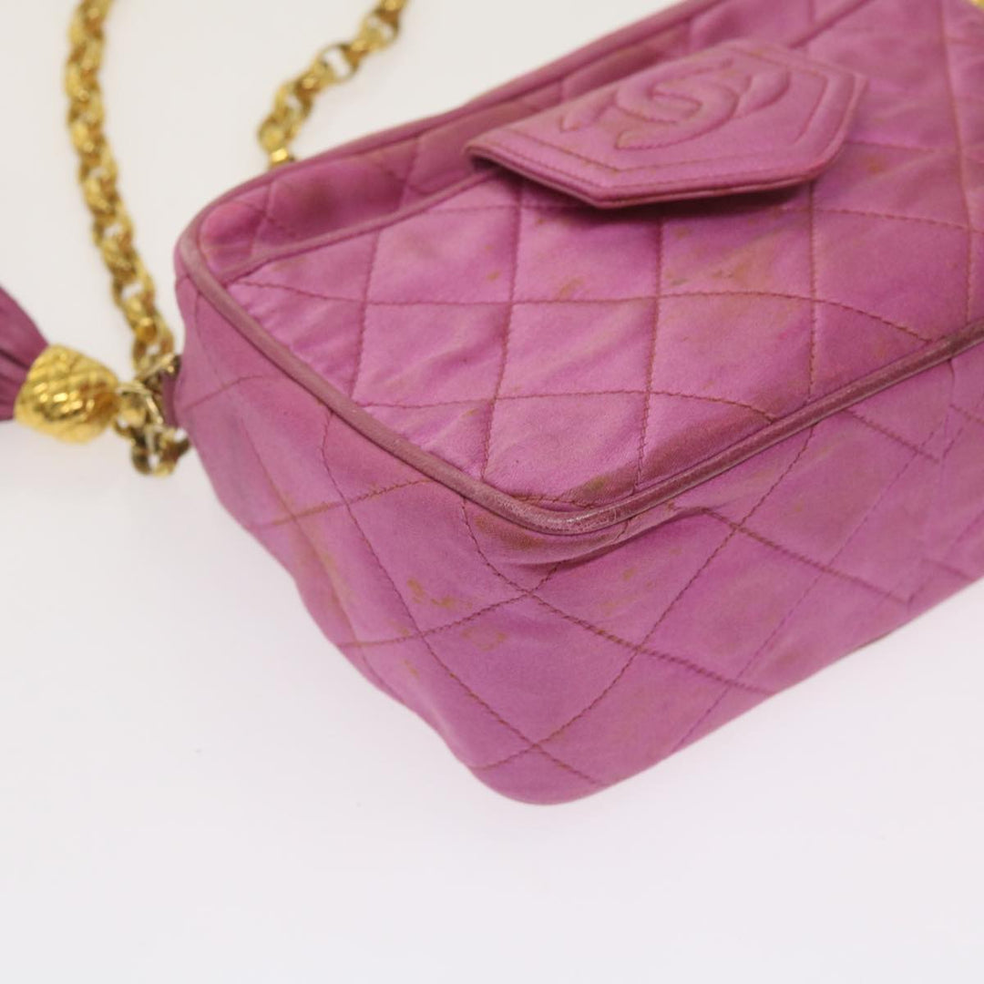 Top Quality Chanel Chain Shoulder Bag Satin Pink CC Auth bs12068