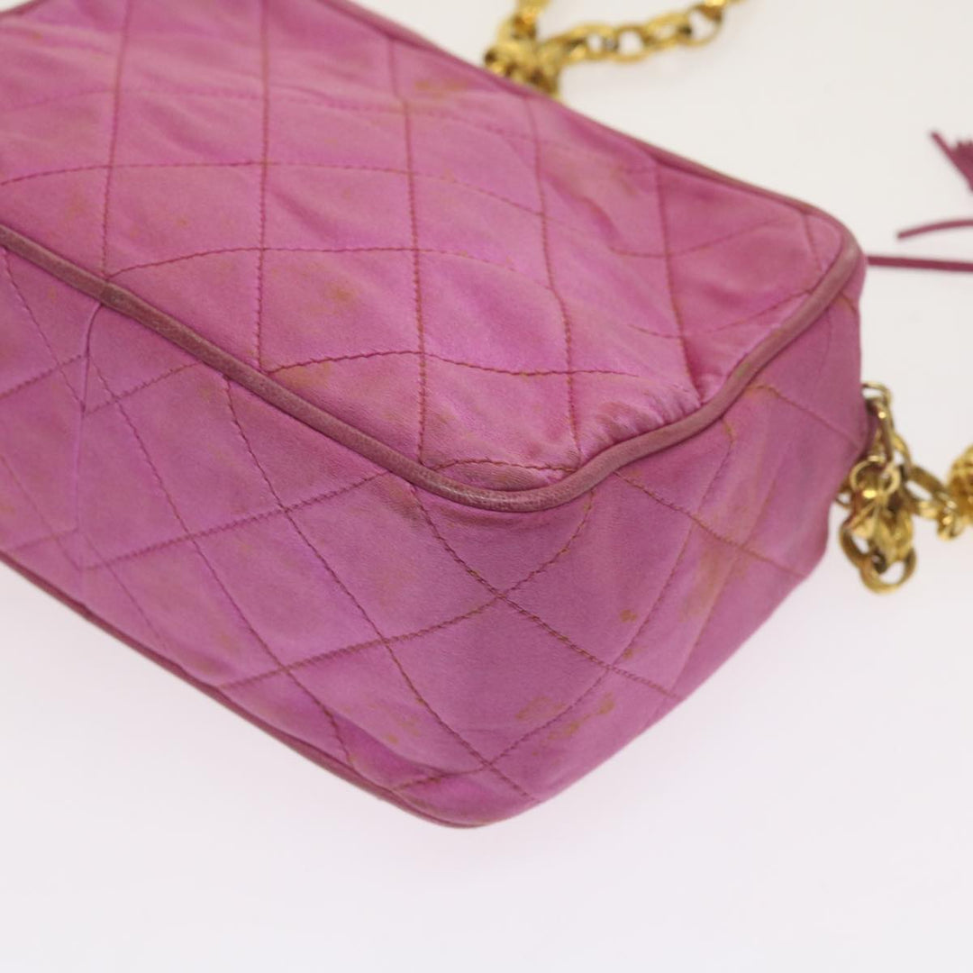 Top Quality Chanel Chain Shoulder Bag Satin Pink CC Auth bs12068