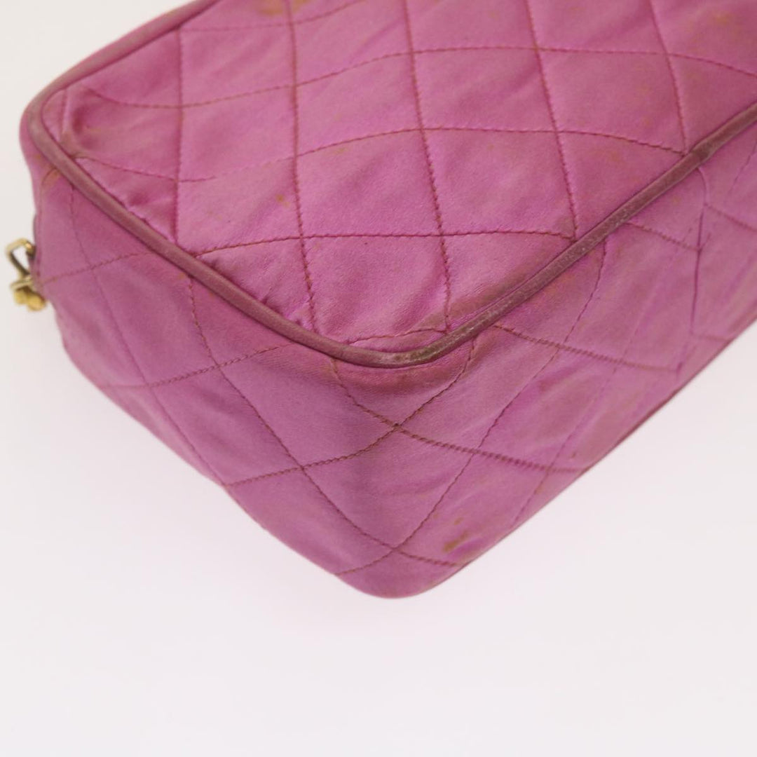 Top Quality Chanel Chain Shoulder Bag Satin Pink CC Auth bs12068