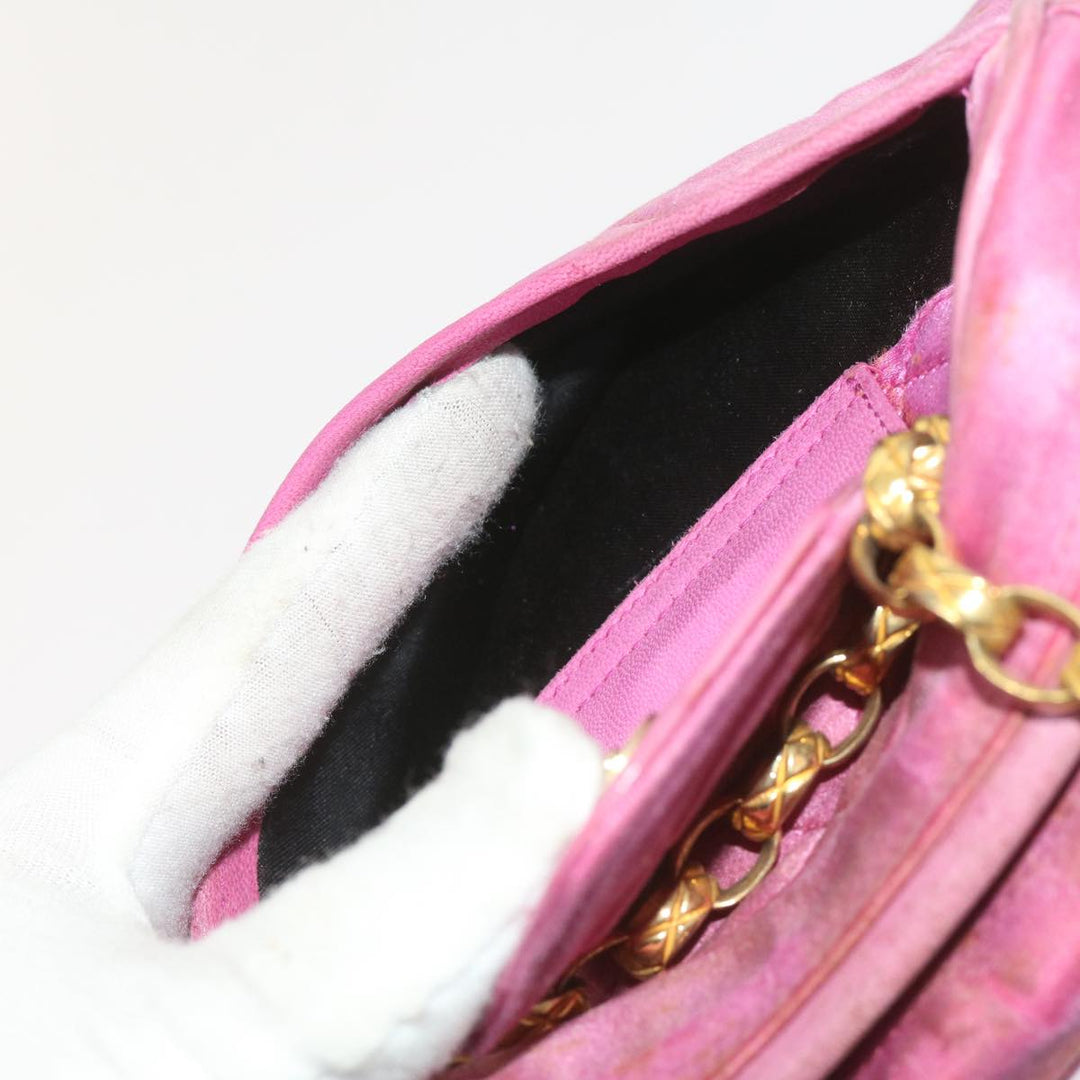 Top Quality Chanel Chain Shoulder Bag Satin Pink CC Auth bs12068
