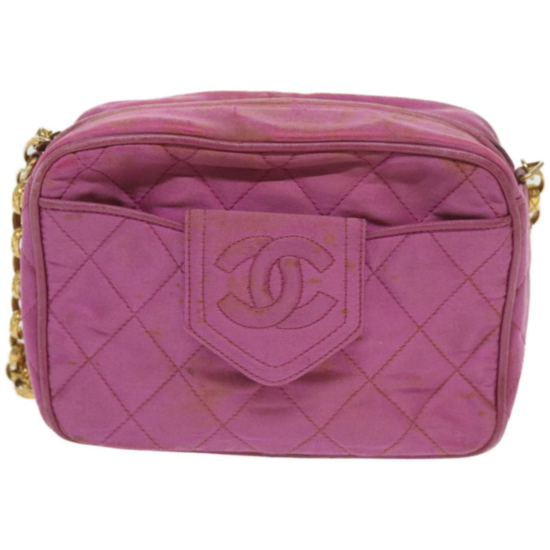 Top Quality Chanel Chain Shoulder Bag Satin Pink CC Auth bs12068