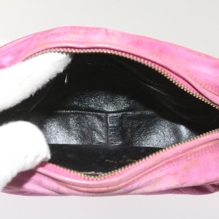 Top Quality Chanel Chain Shoulder Bag Satin Pink CC Auth bs12068