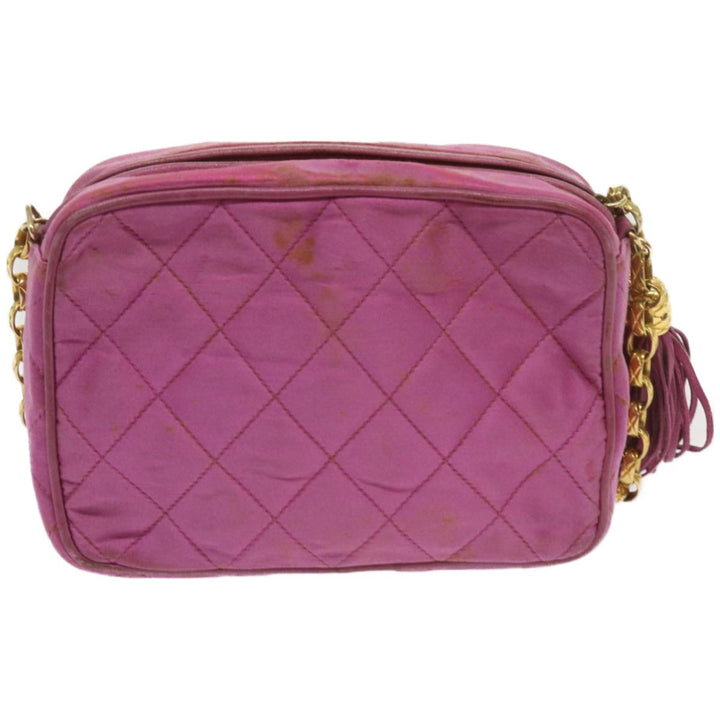 Top Quality Chanel Chain Shoulder Bag Satin Pink CC Auth bs12068