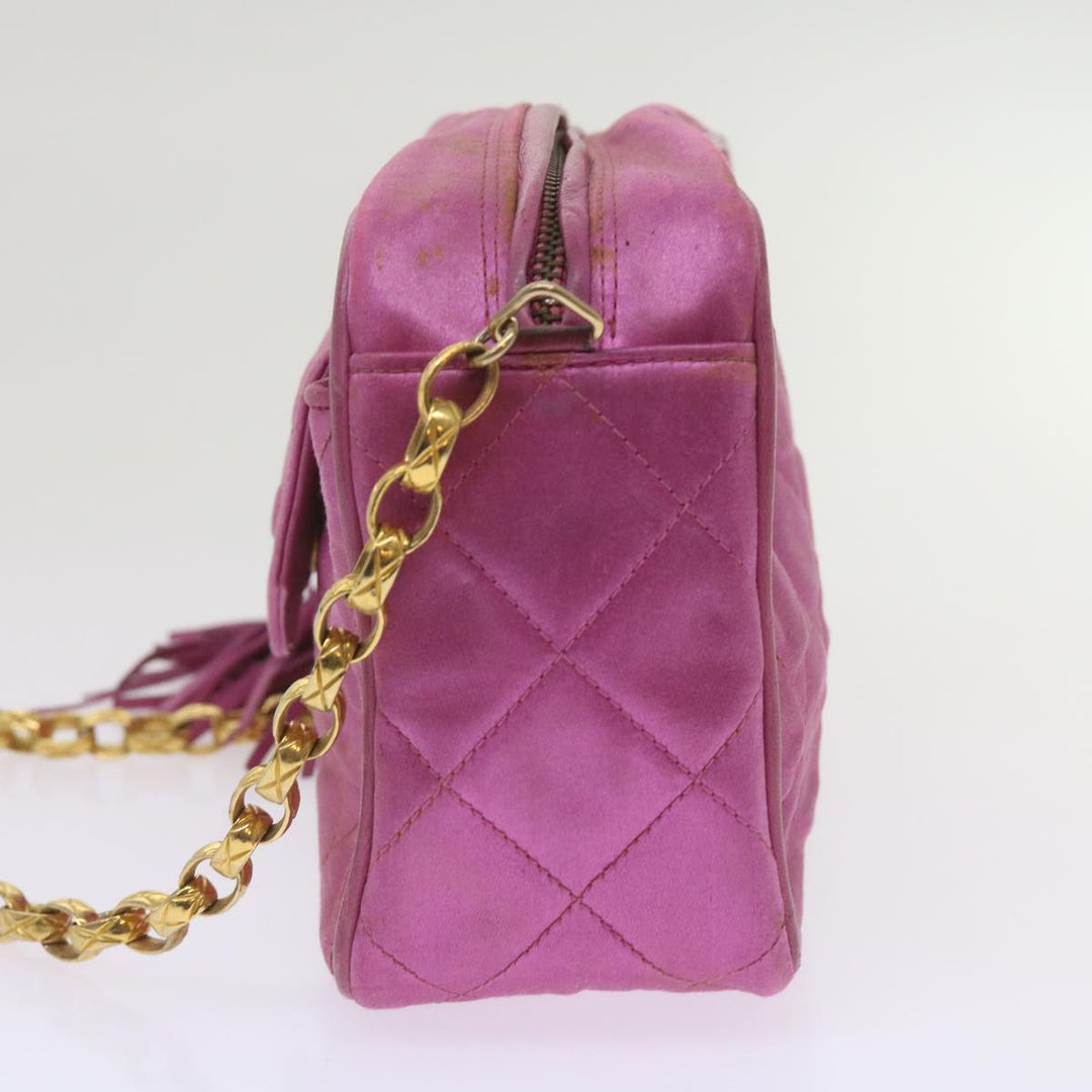 Top Quality Chanel Chain Shoulder Bag Satin Pink CC Auth bs12068
