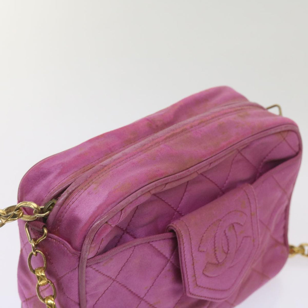 Top Quality Chanel Chain Shoulder Bag Satin Pink CC Auth bs12068