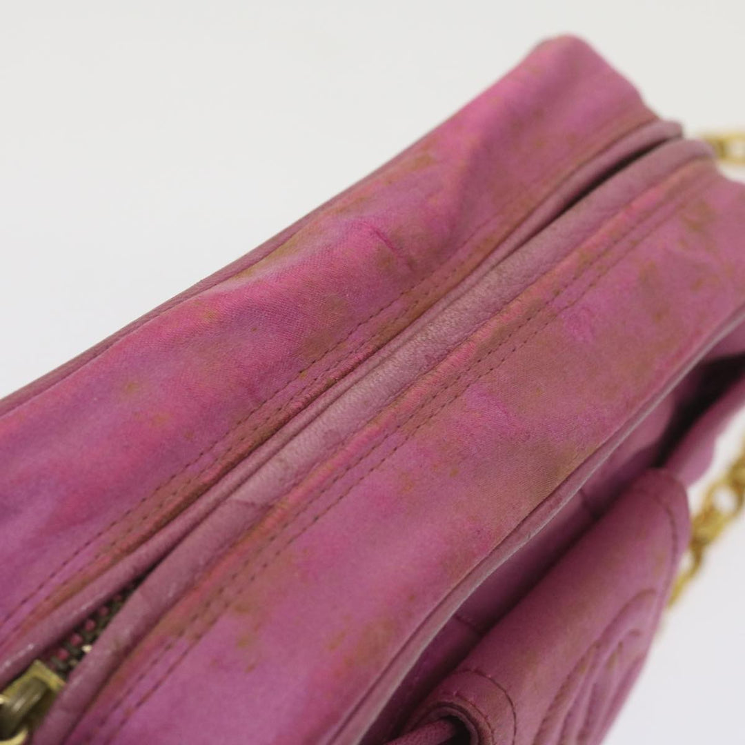 Top Quality Chanel Chain Shoulder Bag Satin Pink CC Auth bs12068