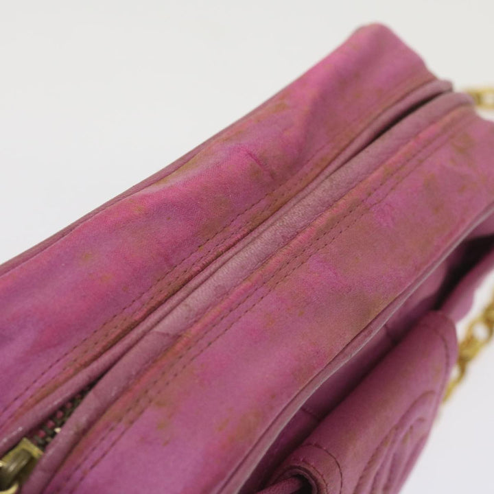 Top Quality Chanel Chain Shoulder Bag Satin Pink CC Auth bs12068