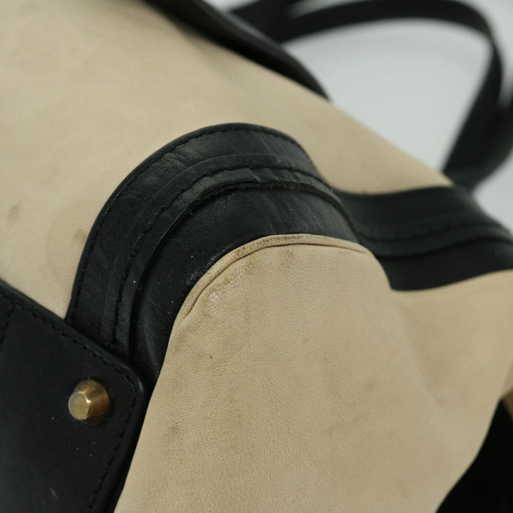 Chloe Hand Bag Leather Black Beige bs12116