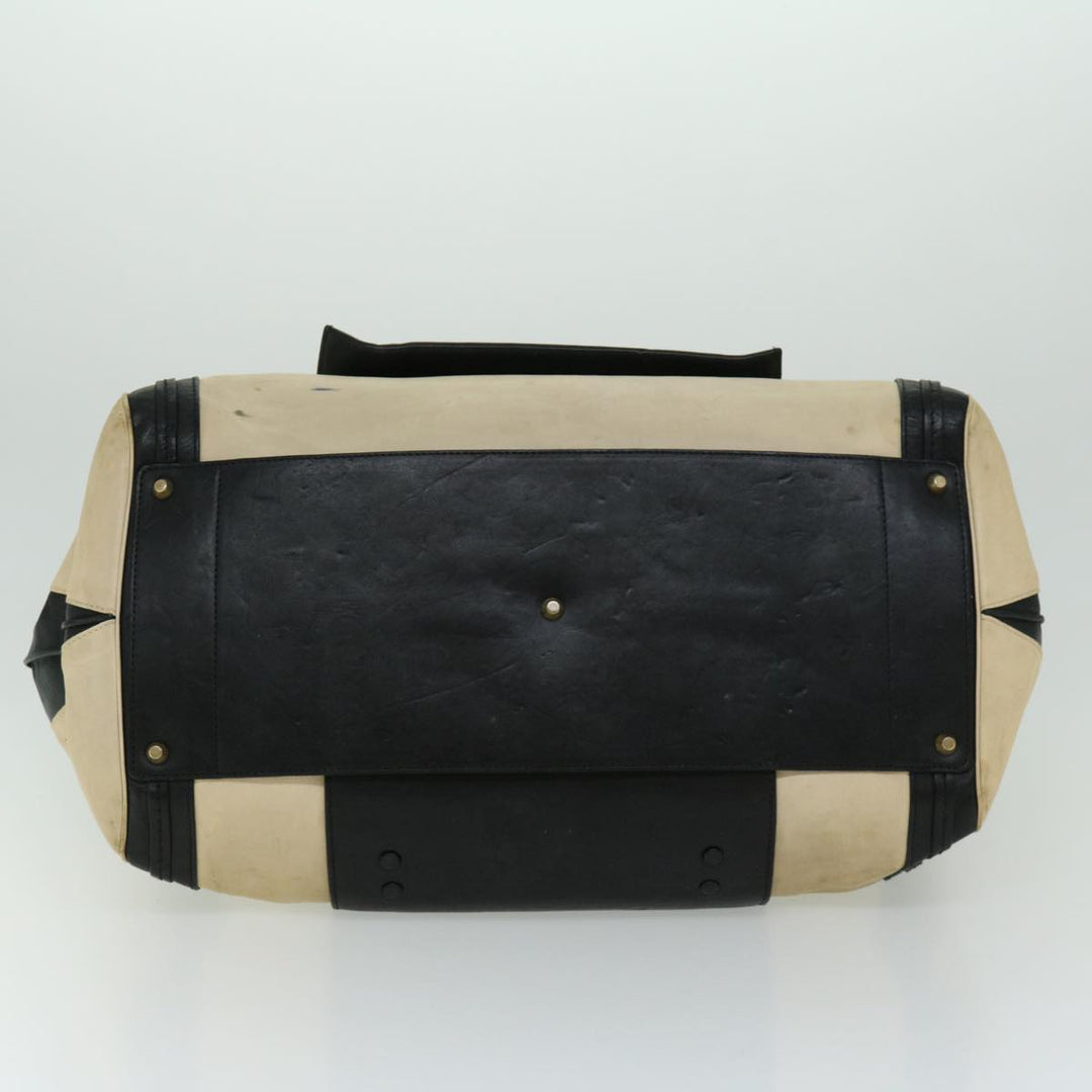 Chloe Hand Bag Leather Black Beige bs12116