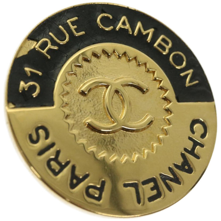 Chanel Brooch metal Gold CC Auth bs12167