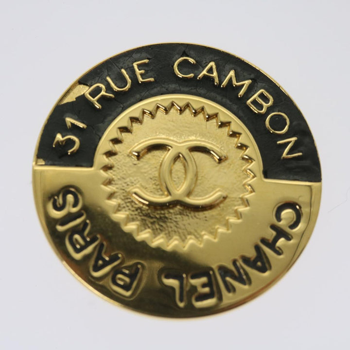Chanel Brooch metal Gold CC Auth bs12167