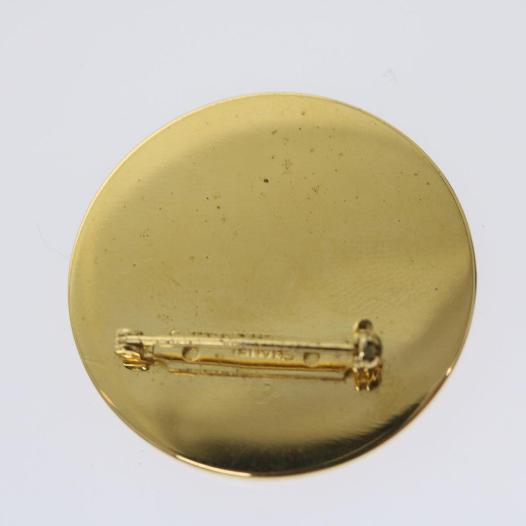 Chanel Brooch metal Gold CC Auth bs12167