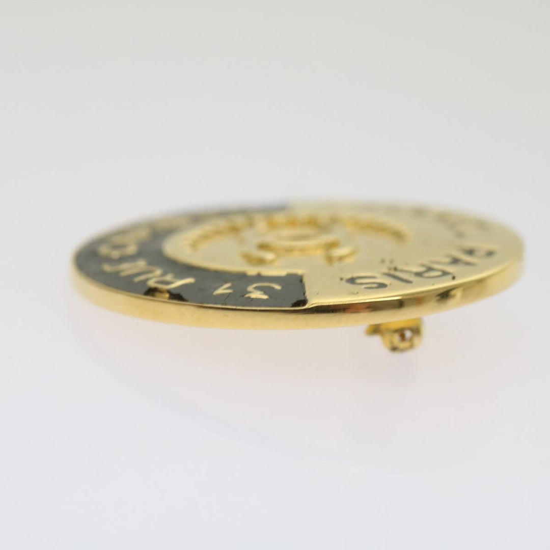 Chanel Brooch metal Gold CC Auth bs12167