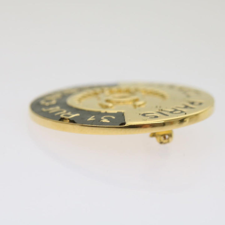 Chanel Brooch metal Gold CC Auth bs12167