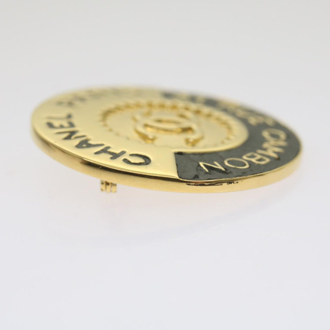 Chanel Brooch metal Gold CC Auth bs12167