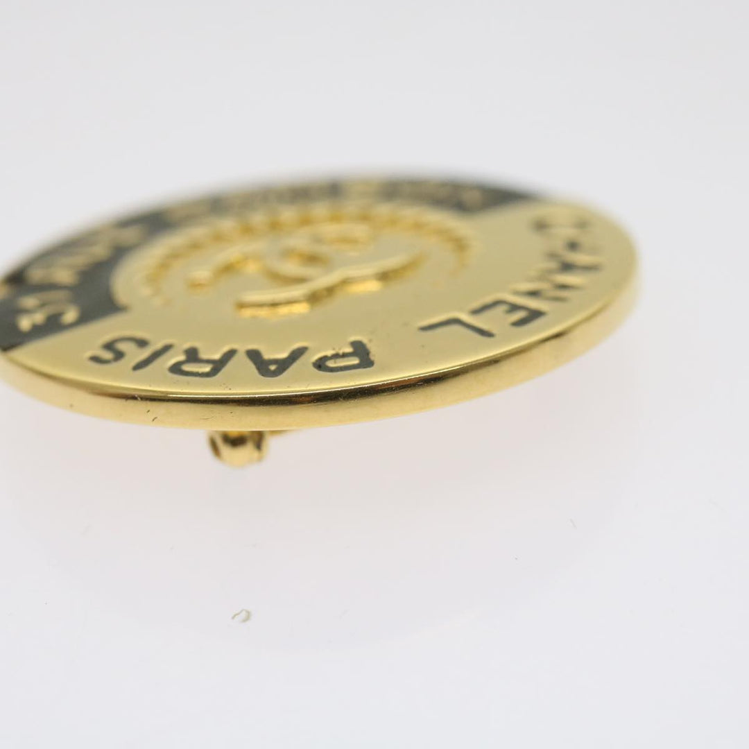 Chanel Brooch metal Gold CC Auth bs12167