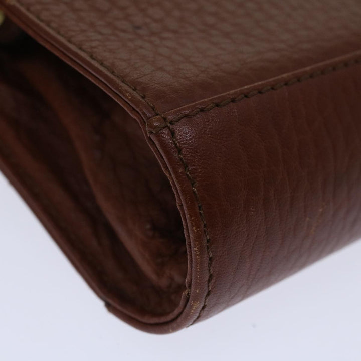 BurberrySs Clutch Bag Leather Brown Auth bs12180