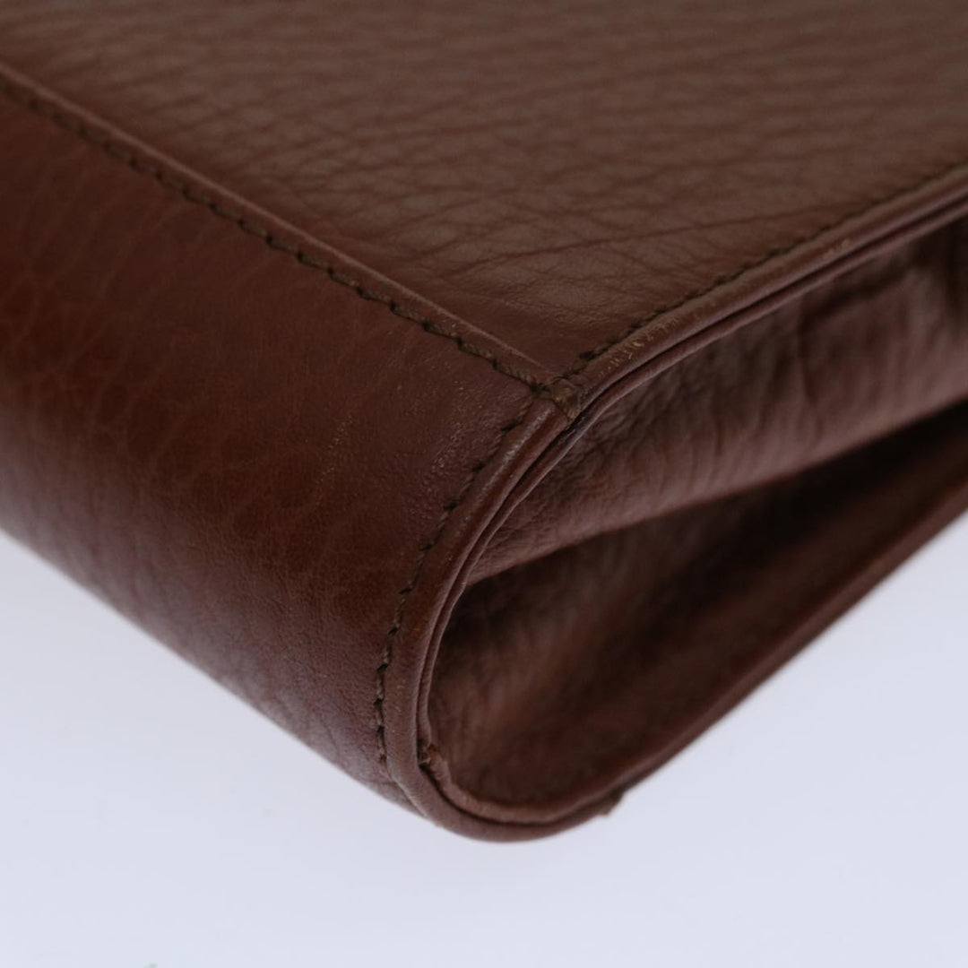 BurberrySs Clutch Bag Leather Brown Auth bs12180