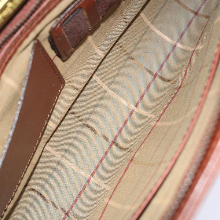 BurberrySs Clutch Bag Leather Brown Auth bs12180