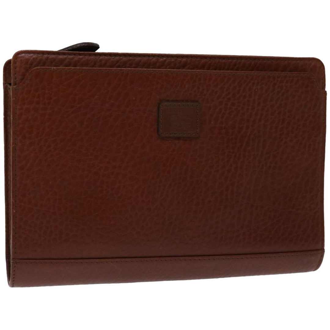 BurberrySs Clutch Bag Leather Brown Auth bs12180
