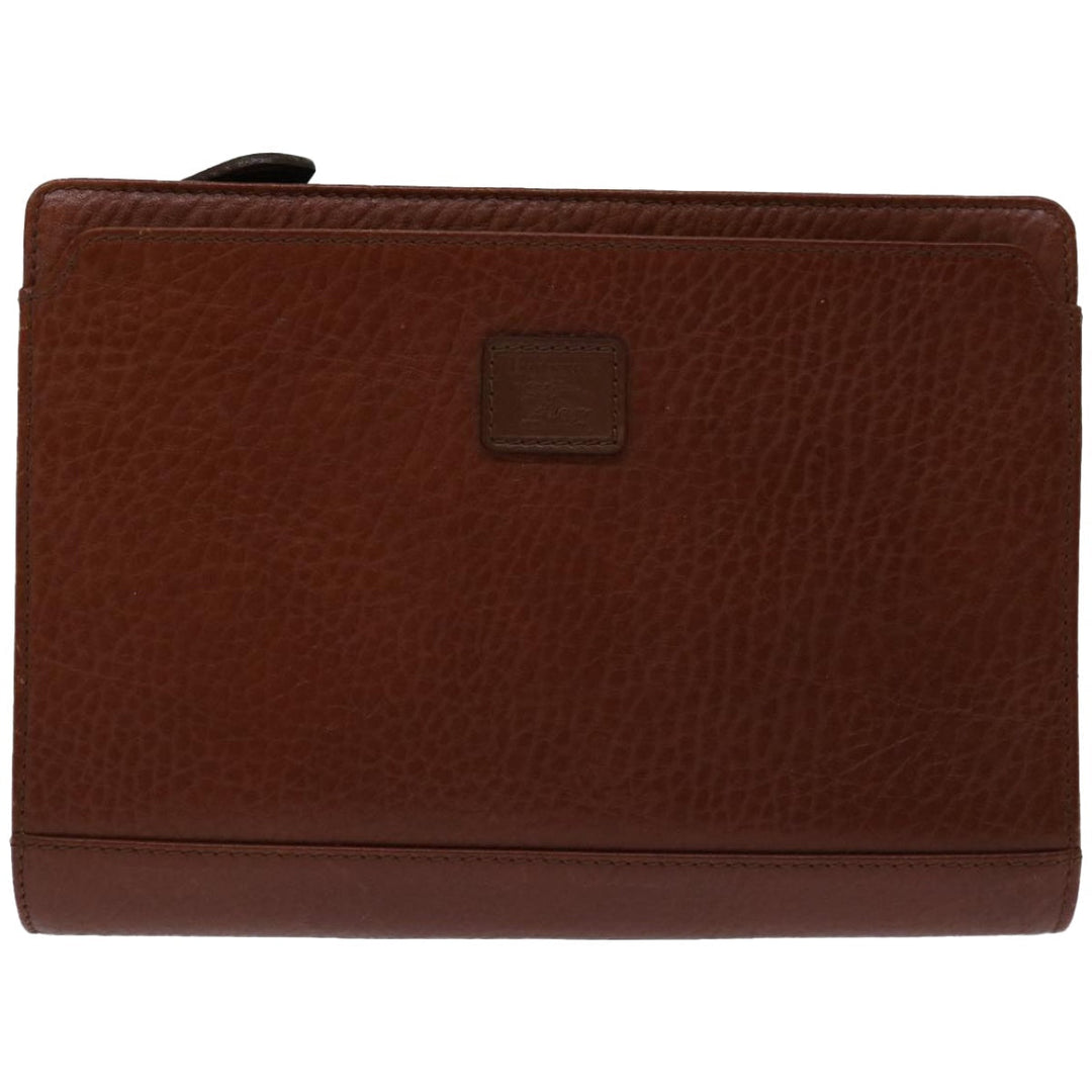 BurberrySs Clutch Bag Leather Brown Auth bs12180