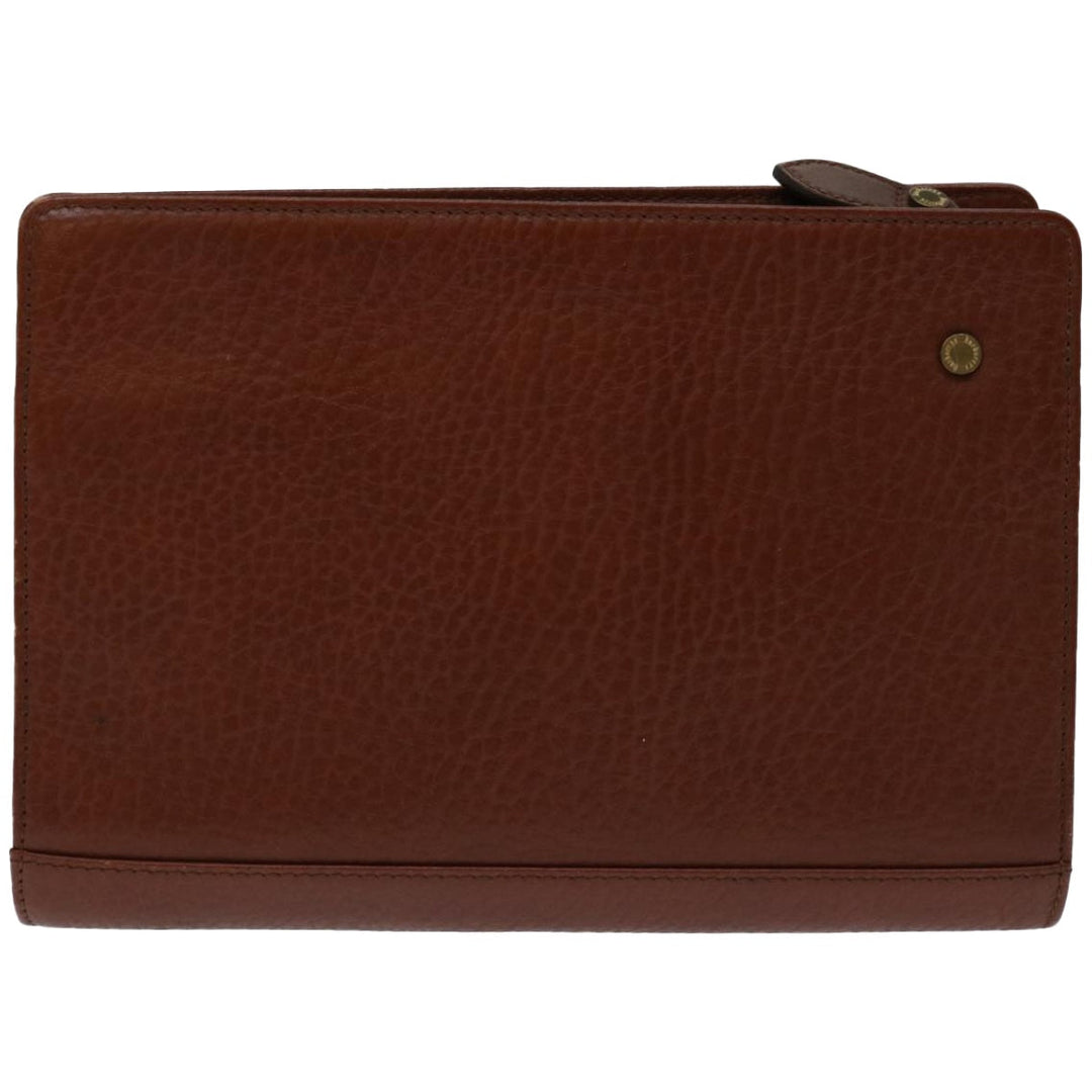 BurberrySs Clutch Bag Leather Brown Auth bs12180