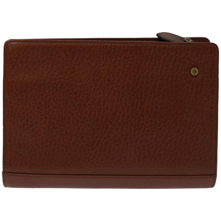 BurberrySs Clutch Bag Leather Brown Auth bs12180