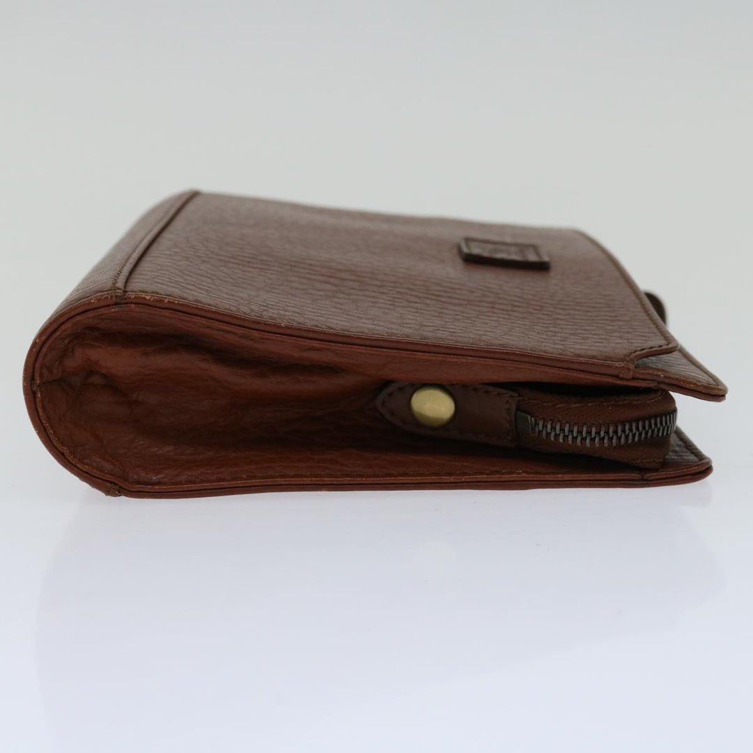 BurberrySs Clutch Bag Leather Brown Auth bs12180