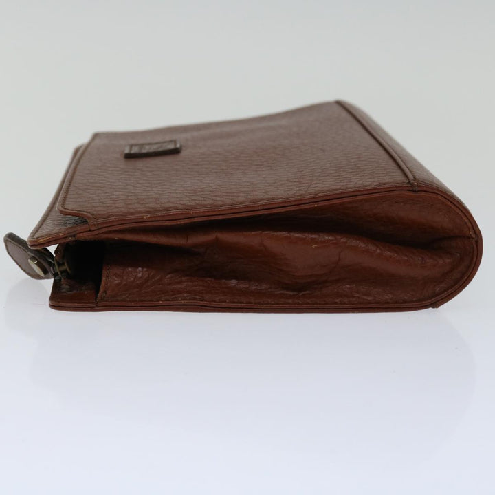 BurberrySs Clutch Bag Leather Brown Auth bs12180