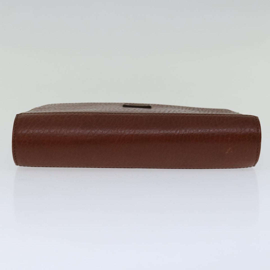 BurberrySs Clutch Bag Leather Brown Auth bs12180
