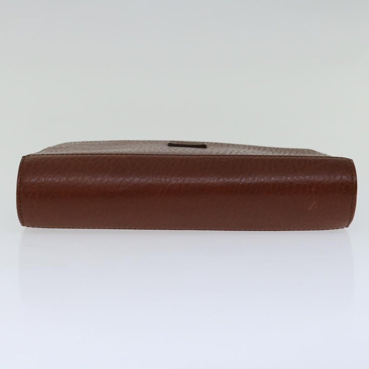 BurberrySs Clutch Bag Leather Brown Auth bs12180