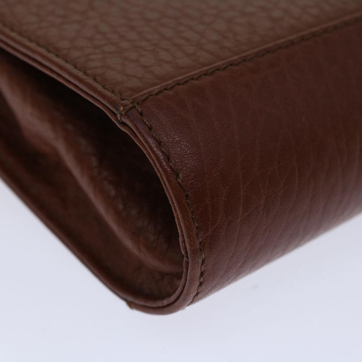 BurberrySs Clutch Bag Leather Brown Auth bs12180
