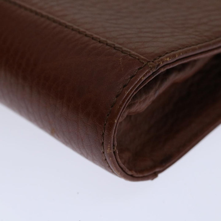 BurberrySs Clutch Bag Leather Brown Auth bs12180