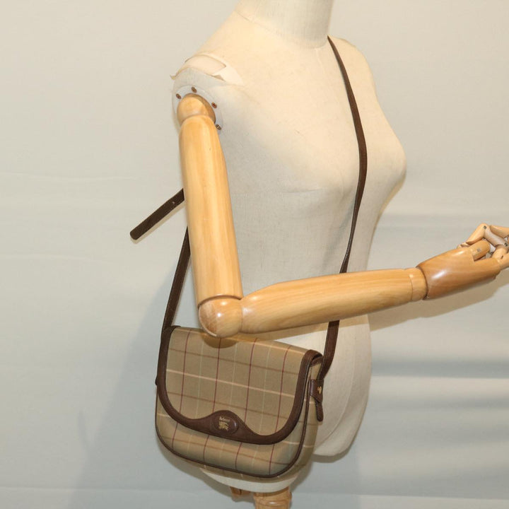 BurberrySs Nova Check Shoulder Bag Canvas Beige Auth bs12210