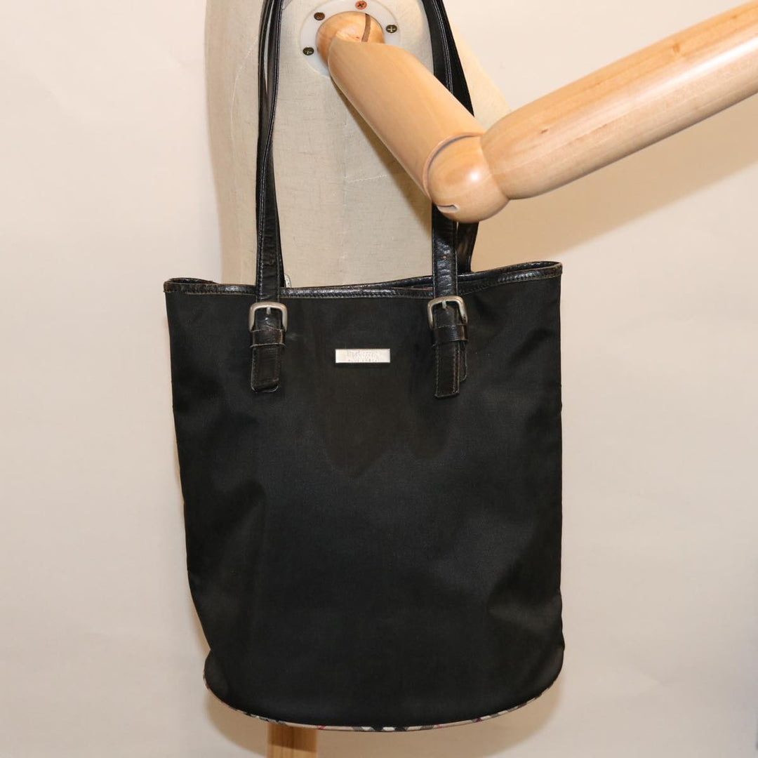 BurberrySs Nova Check Blue Label Shoulder Bag Nylon Beige Black Auth bs12222