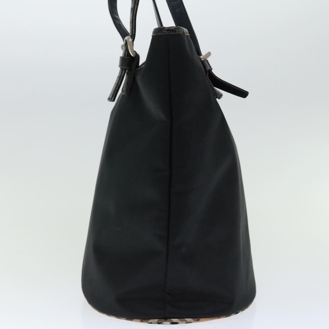BurberrySs Nova Check Blue Label Shoulder Bag Nylon Beige Black Auth bs12222