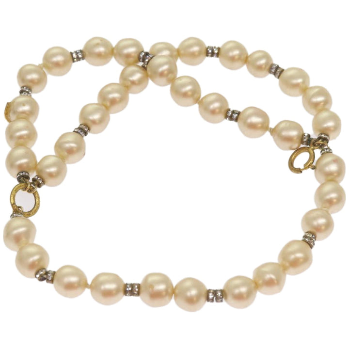 Chanel Pearl Bracelet metal White CC Auth bs12272