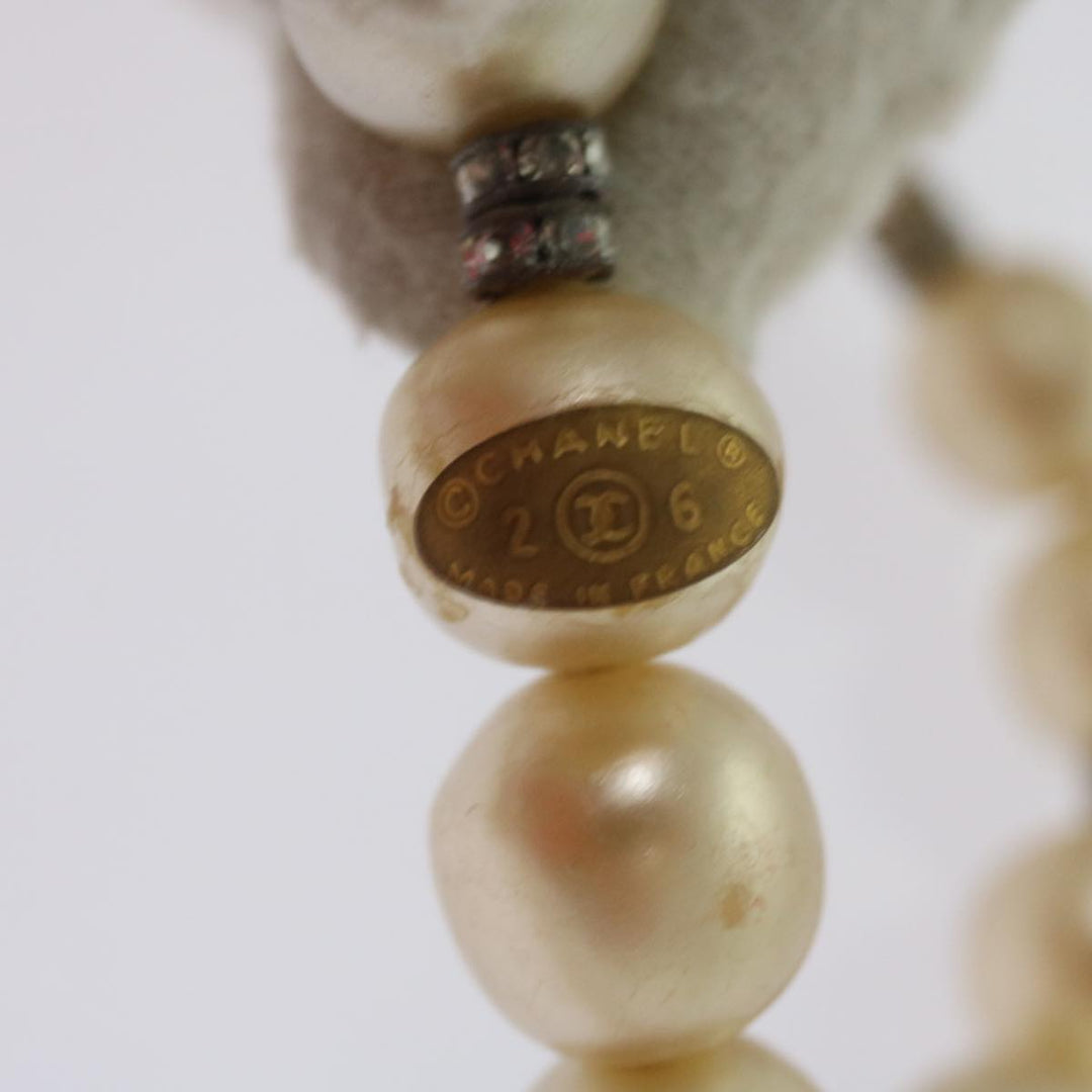Chanel Pearl Bracelet metal White CC Auth bs12272