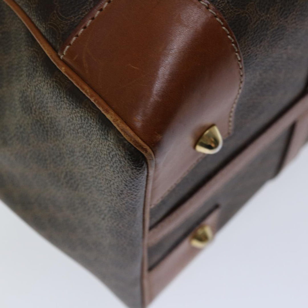 Celine Macadam Canvas Boston Bag PVC Brown  12321