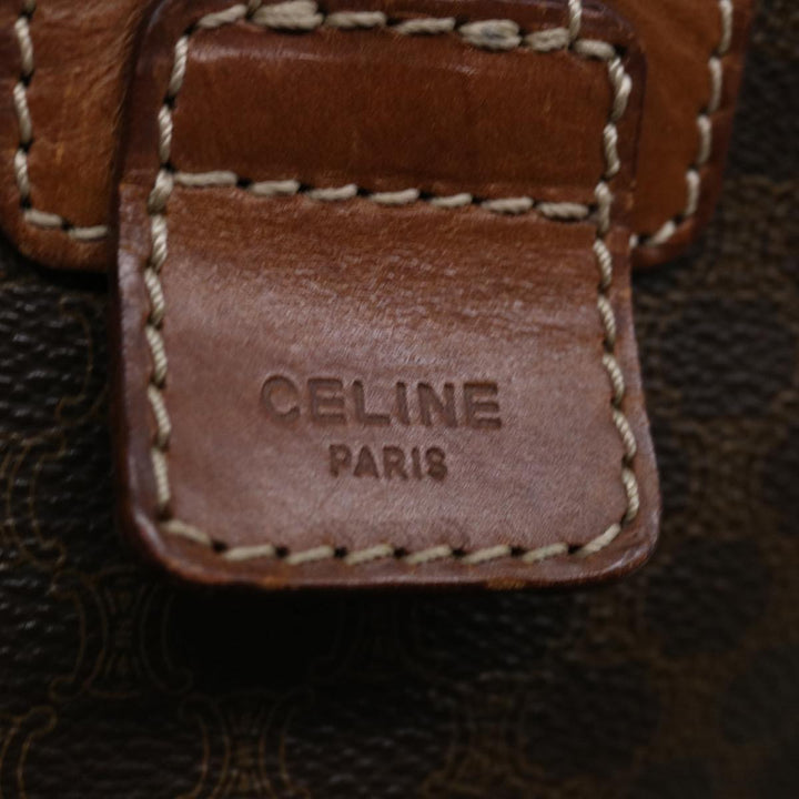 Celine Macadam Canvas Boston Bag PVC Brown  12321