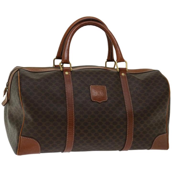 Celine Macadam Canvas Boston Bag PVC Brown  12321