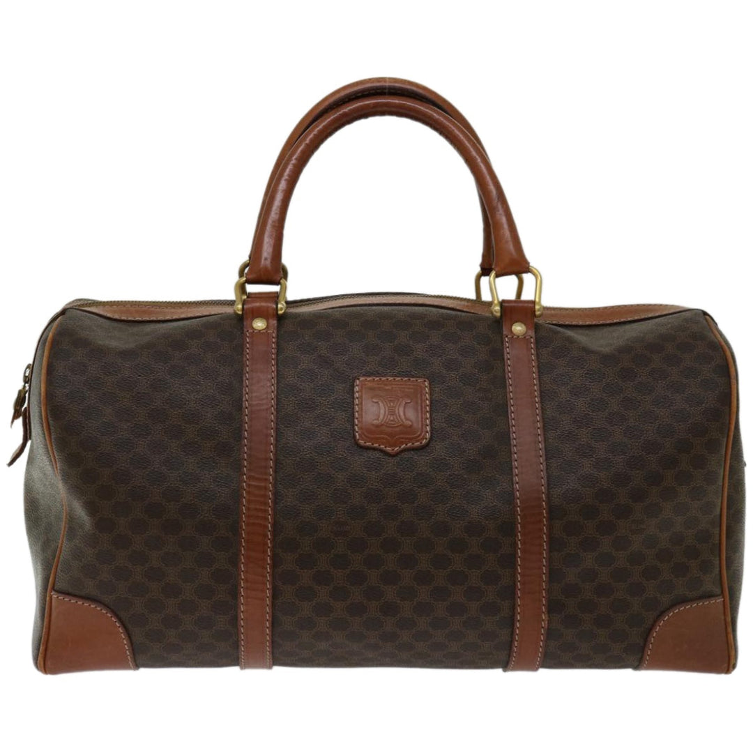 Celine Macadam Canvas Boston Bag PVC Brown  12321