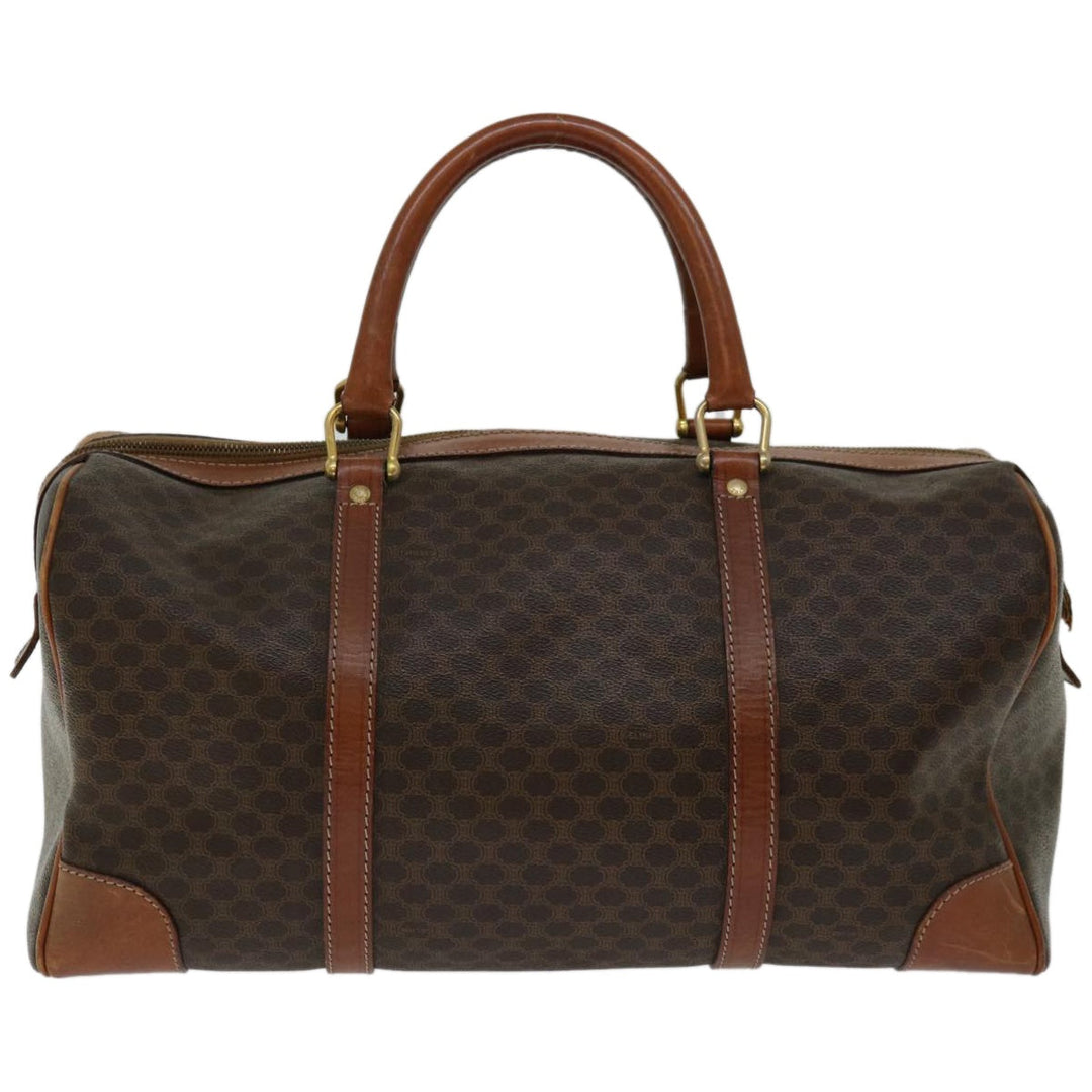 Celine Macadam Canvas Boston Bag PVC Brown  12321