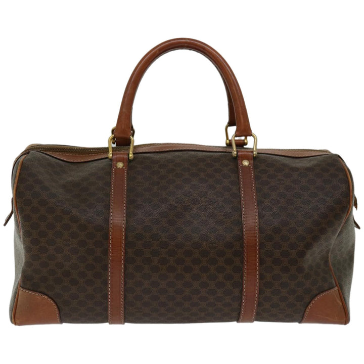 Celine Macadam Canvas Boston Bag PVC Brown  12321