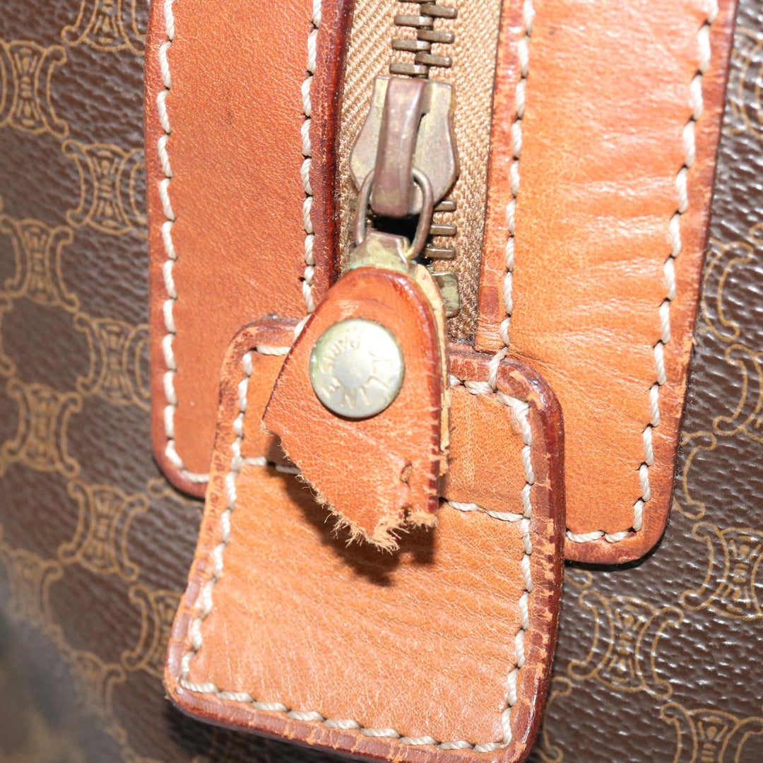 Celine Macadam Canvas Boston Bag PVC Brown  12321