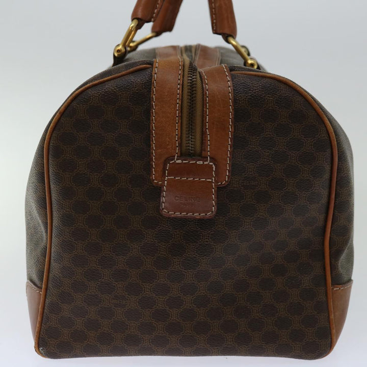 Celine Macadam Canvas Boston Bag PVC Brown  12321