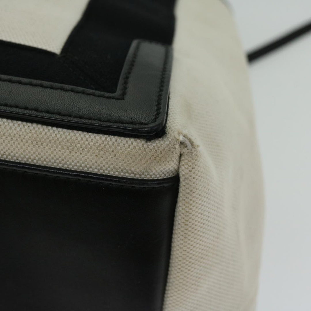 Top Quality Balenciaga Hand Bag Canvas White Black Auth bs12378