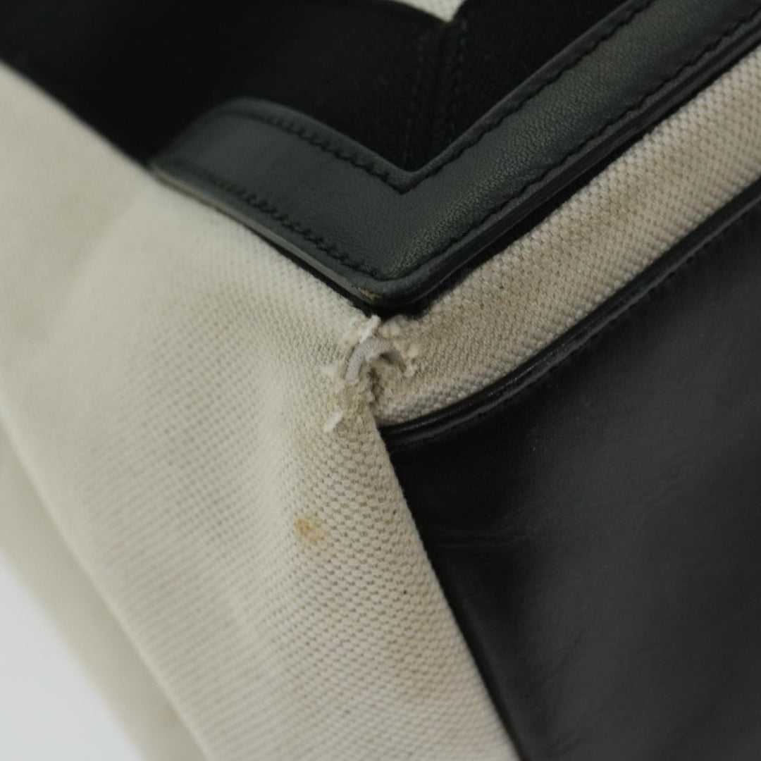 Top Quality Balenciaga Hand Bag Canvas White Black Auth bs12378
